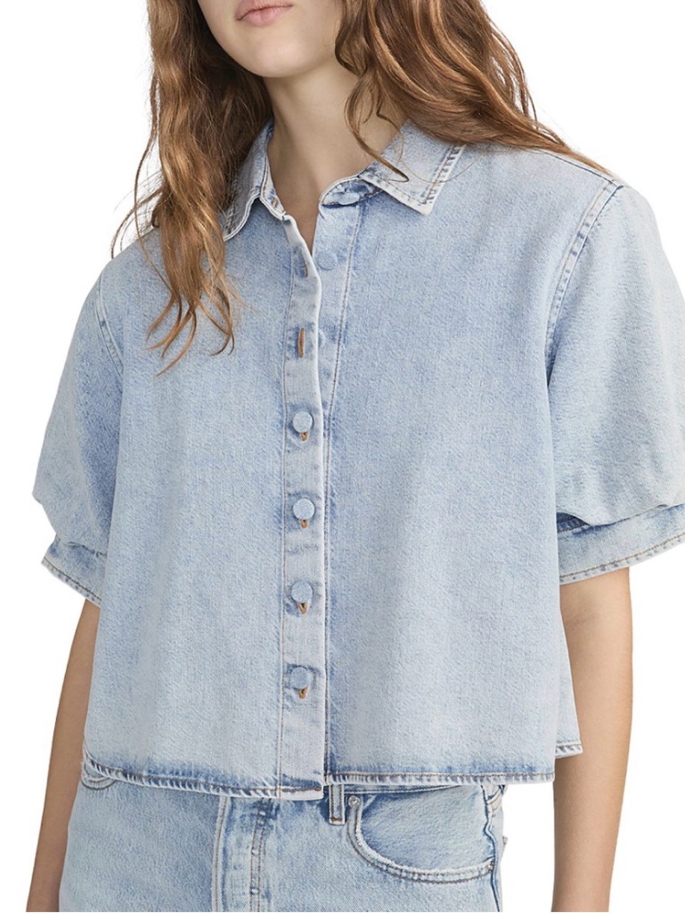 Frame Denim Light Blue Boxy Denim Shirt